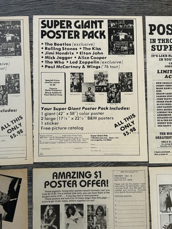 KISS Ad Advert Posters 12pc Lot 1976 1977 1978 Vintage Kiss Aucoin Memorabilia - Image 11