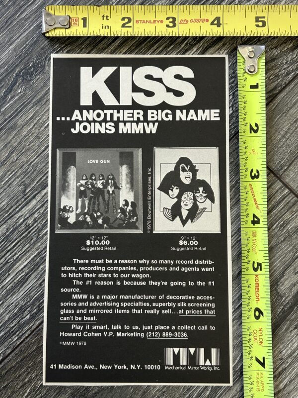 KISS Ad Advert Kiss Love Gun Mirror 1978 MMW Vintage Kiss Aucoin Memorabilia