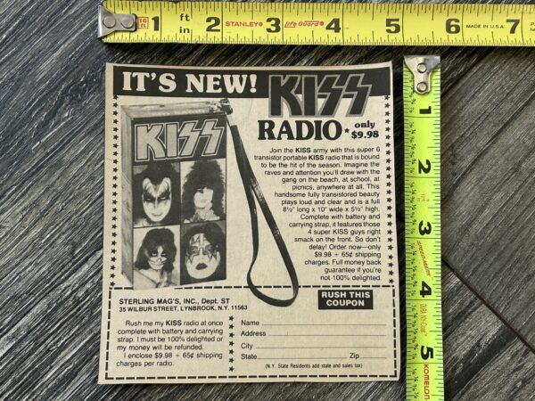 KISS Ad Advert Kiss Radio 1977 Order Form Vintage Kiss Aucoin Memorabilia A