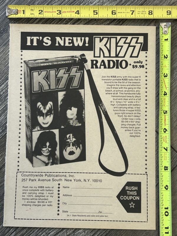 KISS Ad Advert Kiss Radio 1977 Order Form Vintage Kiss Aucoin Memorabilia E