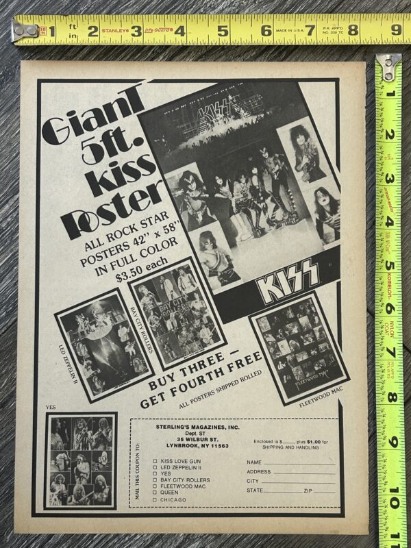 KISS Ad Advert Kiss Jumbo Poster 5FT Love Gun Cubes 1977 Vintage Kiss Aucoin