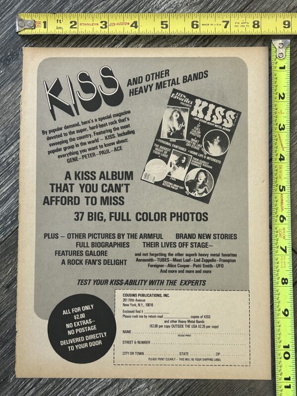 KISS Ad Advert Kiss Teen Favorites Magazine Special 1978 Vintage Kiss Aucoin