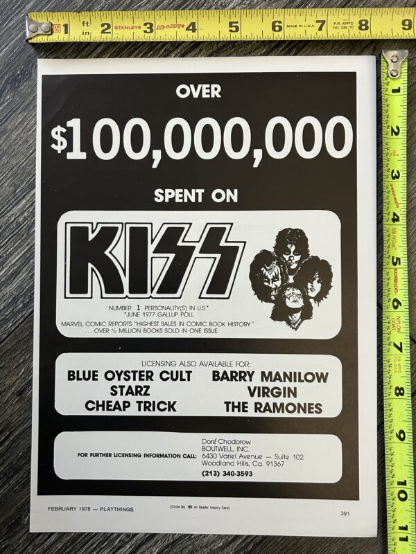 KISS Ad Advert Kiss Marvel Comic Sales Boutwell 1977 1978 Vintage Kiss Aucoin