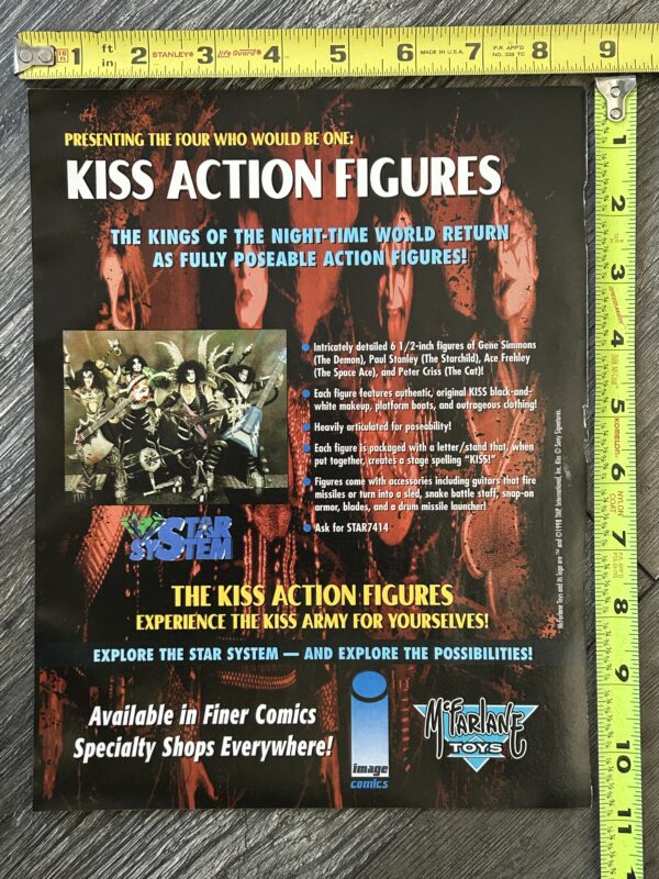 KISS Ad Advert Kiss Ultra Action Figure Set McFarlane Toys 1998 Vintage Kiss