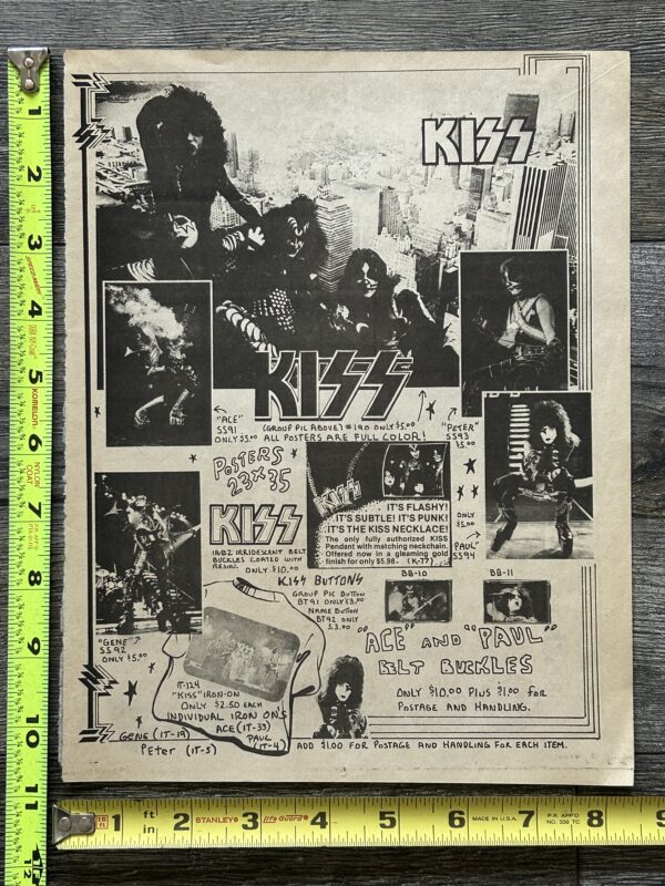 KISS Ad Advert Alive 2 Posters Belt Buckles Necklace 1977 Vintage Kiss Aucoin