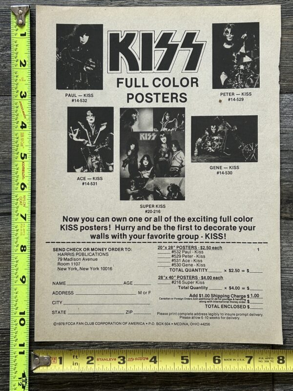 KISS Ad Advert Motorcycle Poster Set + Super Kiss Poster '78 Vintage Kiss Aucoin