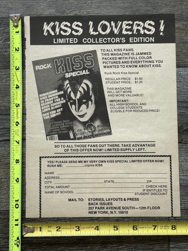 KISS Ad Advert Kiss Special Punk Rock Magazine Gene 1978 Vintage Kiss Aucoin