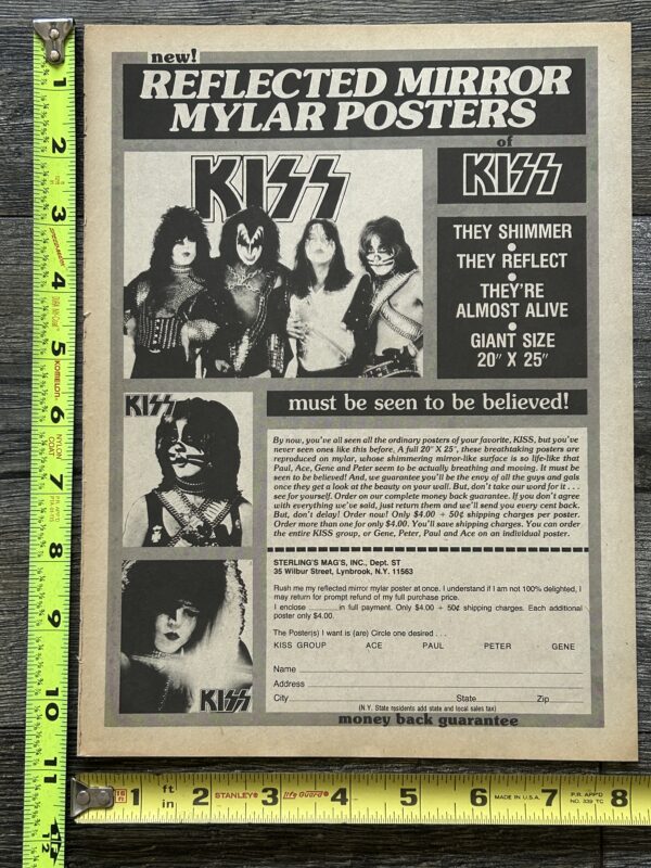 KISS Ad Advert Kiss Mylar Poster Set Alive 2 1977 Order Form Vintage Kiss Aucoin