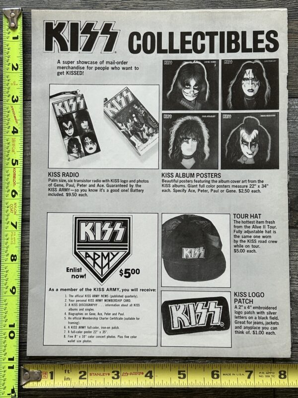 KISS Ad Advert Radio Solo Posters Hat Patch Kiss Army Enlist Vintage Kiss Aucoin