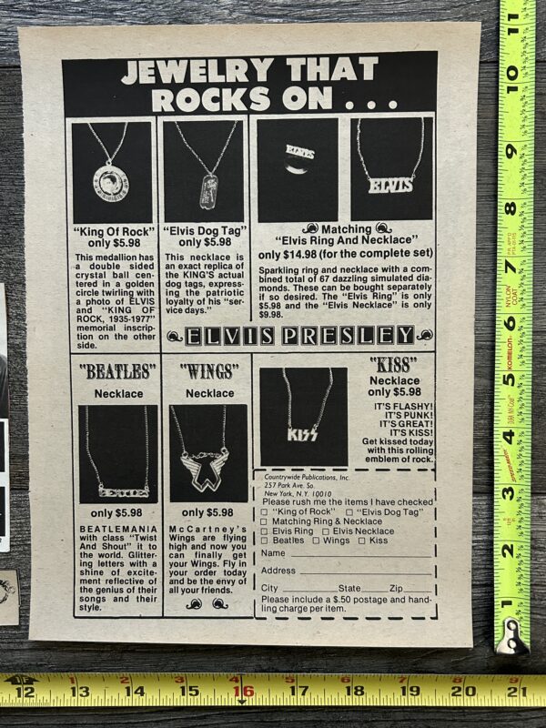 KISS Ad Advert Jewelry 5pc Lot Signature Necklace 1977 1978 Vintage Kiss Aucoin - Image 3