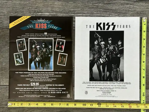 KISS Ad Advert The Kiss Years Barry Levine Book Flyer x2 Lot Vintage Kiss Aucoin