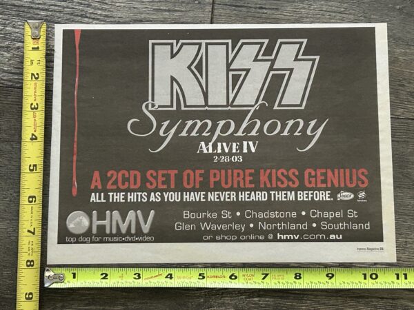 KISS Ad Advert Kiss Symphony Alive IV Concert Album 2003 Australia Vintage Kiss