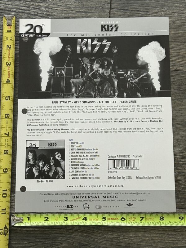 KISS Ad Advert Best Of Kiss Millennium Collection Sales Flyer 2003 Vintage Kiss