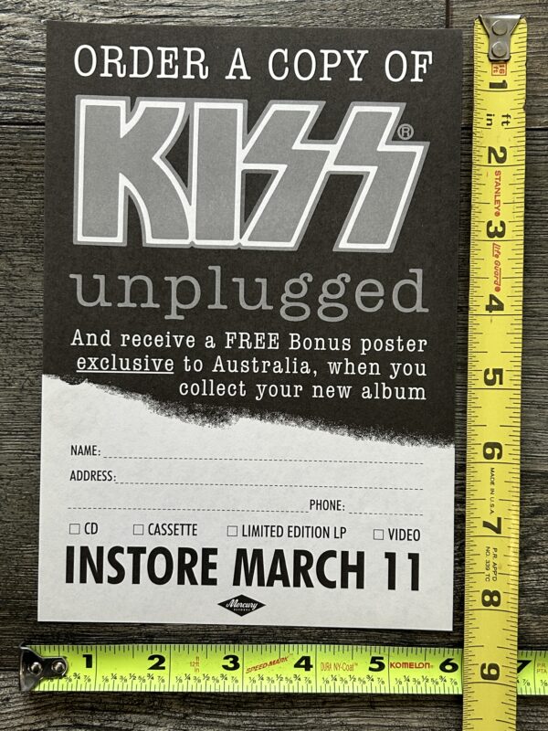 KISS Ad Advert Promo Flyer Kiss Unplugged Order Form Australia Vintage Kiss