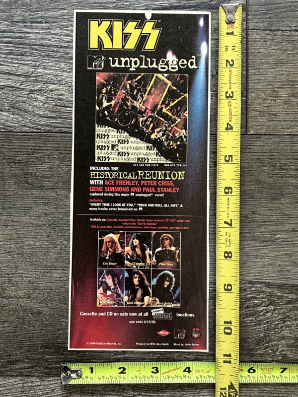 KISS Ad Advert MTV Kiss Unplugged CD Cassette Release USA 1996 Vintage Kiss