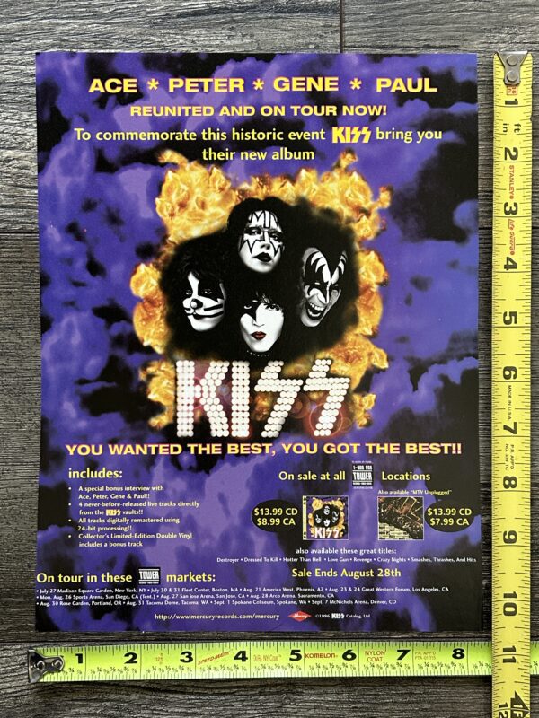 KISS Ad Advert You Wanted The Best Tower Records Reunion Tour Dates Vintage Kiss