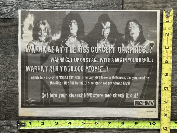 KISS Ad Advert Greatest Kiss CD Australia Contest HMV Vintage Kiss Reunion Tour