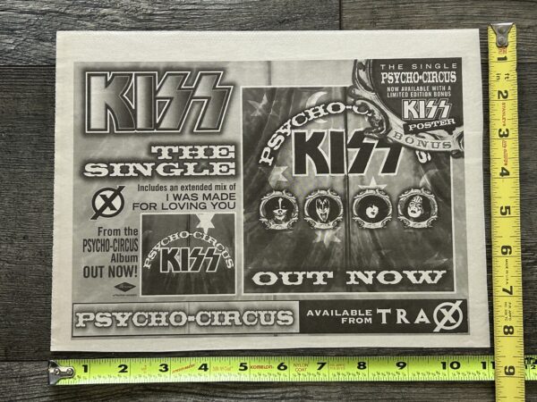 KISS Ad Advert Psycho Circus Australia CD Single I Was Made +Poster Vintage Kiss