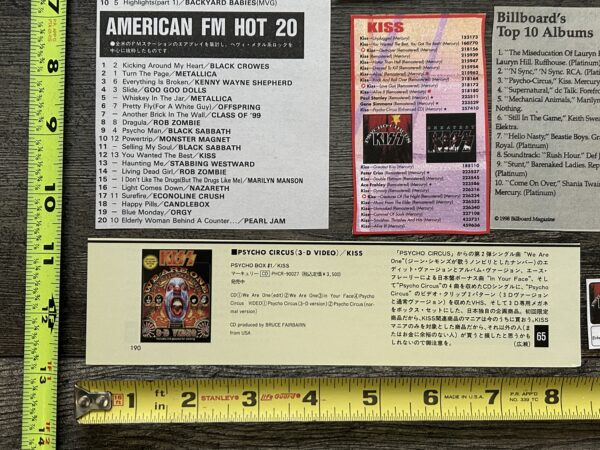 KISS Ad Advert Clippings Psycho Circus CD Tape 9pc Lot USA + Japan Vintage Kiss - Image 2