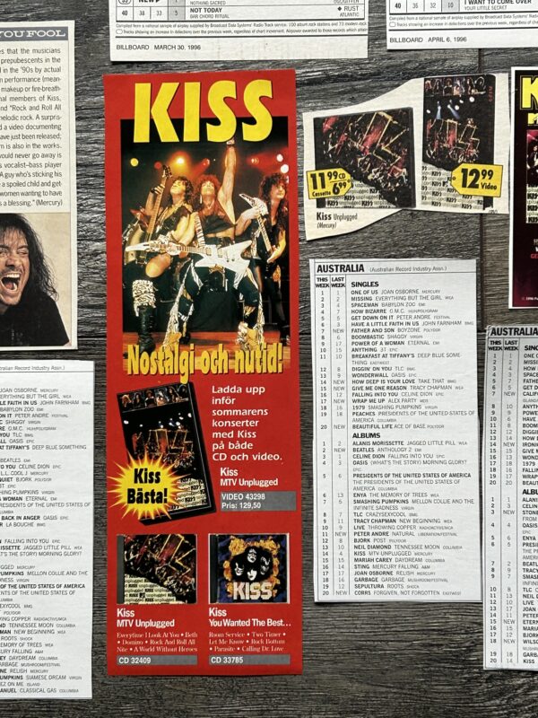 KISS Ad Advert Clippings Kiss MTV Unplugged Concert Album 23pc Lot Vintage Kiss - Image 5