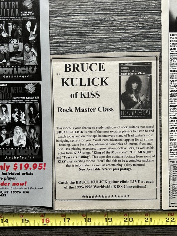 KISS Ad Advert BRUCE KULICK Guitar Hot Licks VHS Home Video 9pc Lot Vintage Kiss - Image 4