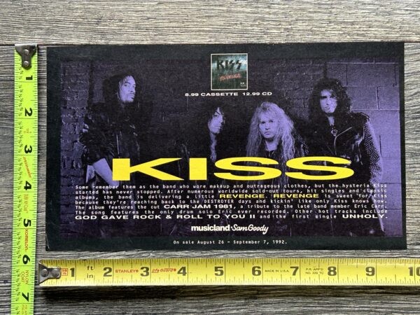 KISS Ad Advert Revenge CD Cassette Sam Goody Musicland 1992 USA Vintage Kiss