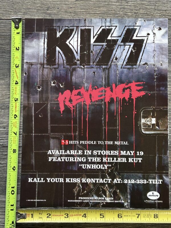 KISS Ad Advert Kiss Revenge CD Cassette Unholy Killer Kut USA 1992 Vintage Kiss