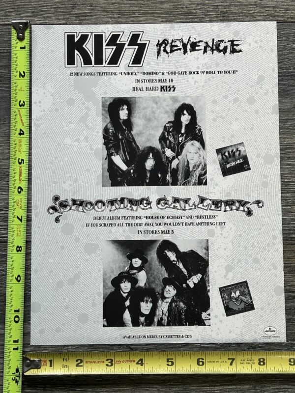 KISS Ad Advert Promo Sheet Revenge May 19 1992 Unholy Domino God Vintage Kiss