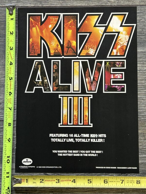 KISS Ad Advert Kiss Alive 3 Concert Album CD Tape 1993 USA Revenge Vintage Kiss