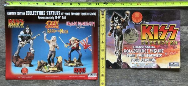 KISS Gene Simmons Destroyer Statue Figurine CoA + Flyer Lot 2002 Vintage Kiss