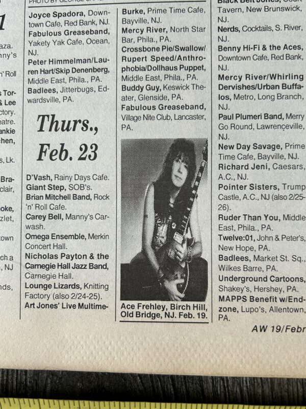 KISS Concert Ad Advert ACE FREHLEY Birch Hill NJ Feb 19 1995 Lot Vintage Kiss - Image 3