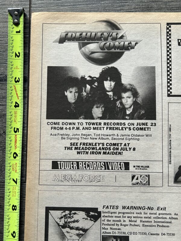 Kiss Ad Advert ACE FREHLEY Frehley's Comet Tower In Store NJ + Concert 1988