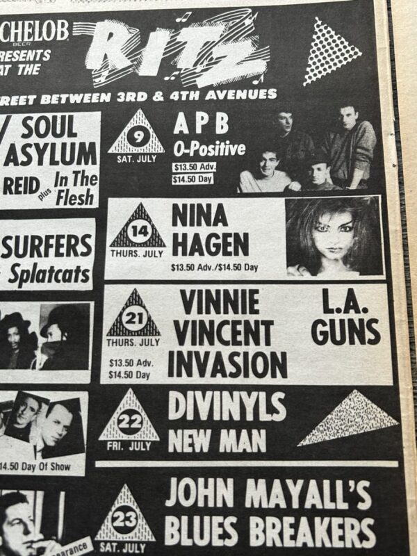 KISS Concert Ad Advert VINNIE VINCENT Invasion The Ritz NY 1988 Lot Vintage Kiss - Image 2