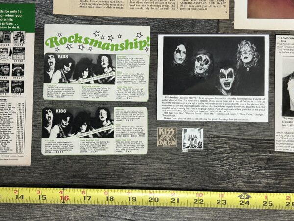 KISS Ad Advert Clippings Kiss Love Gun Album 21pc Lot Vintage Kiss Aucoin - Image 14