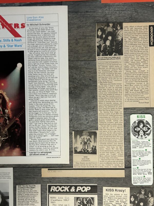 KISS Ad Advert Clippings Kiss Love Gun Album 21pc Lot Vintage Kiss Aucoin - Image 10