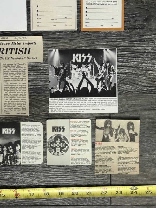 KISS Ad Advert Clippings Kiss Alive 2 Concert Album 14pc Lot Vintage Kiss Aucoin - Image 6