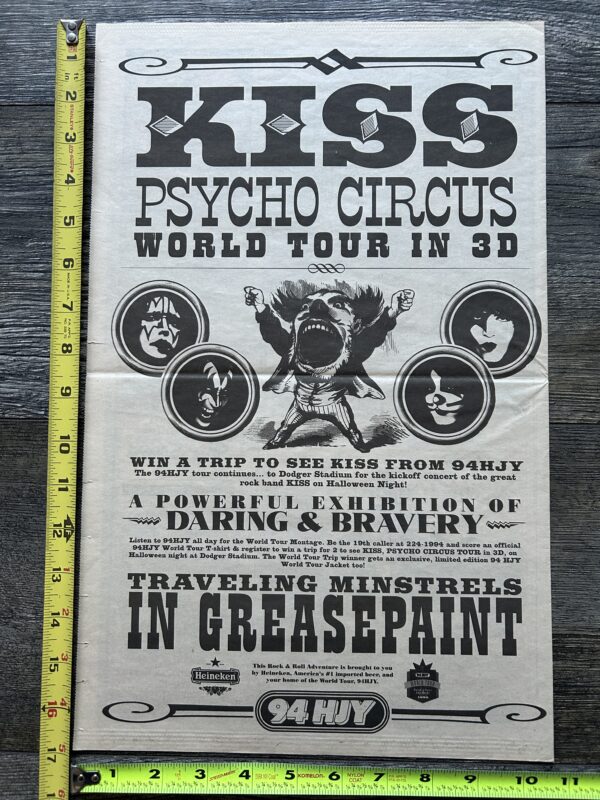 KISS Concert Poster Ad Psycho Circus Radio Contest Dodger Stadium Vintage Kiss