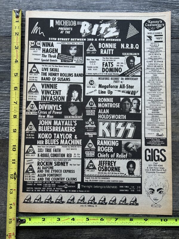 KISS Concert Ad Advert Crazy Nights 1988 Ritz NY Vinnie Vincent Vintage Kiss A - Image 2