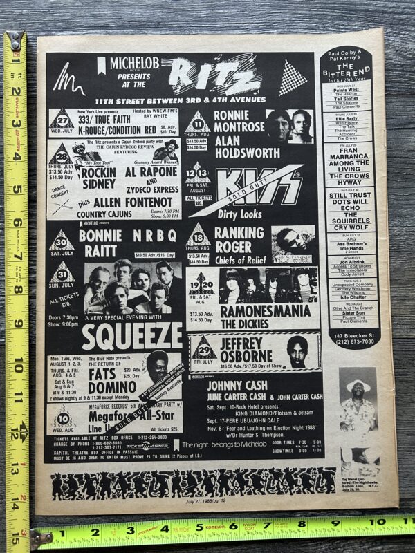 KISS Concert Ad Advert Crazy Nights Tour Aug 12 13 1988 Ritz NY Vintage Kiss C - Image 2