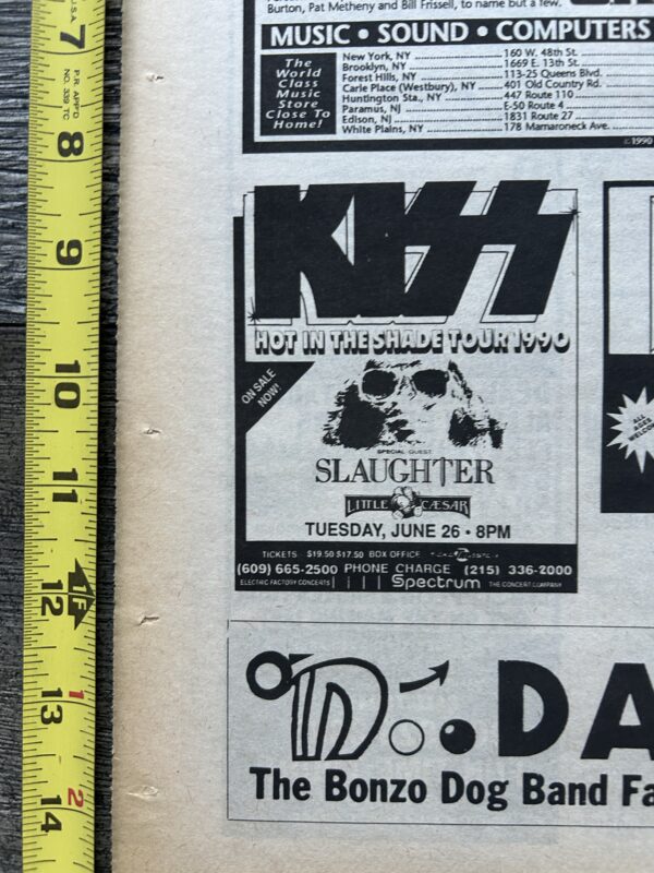 KISS Concert Ad Advert Hot In The Shade Tour 1990 Philadelphia PA Vintage Kiss A