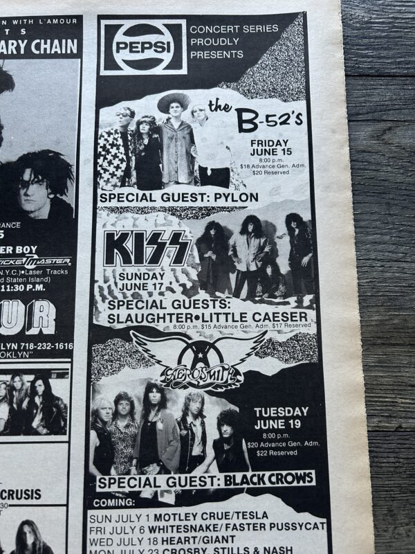 KISS Concert Ad Advert Hot In The Shade Tour June 1990 Middletown NY Vintage Kiss