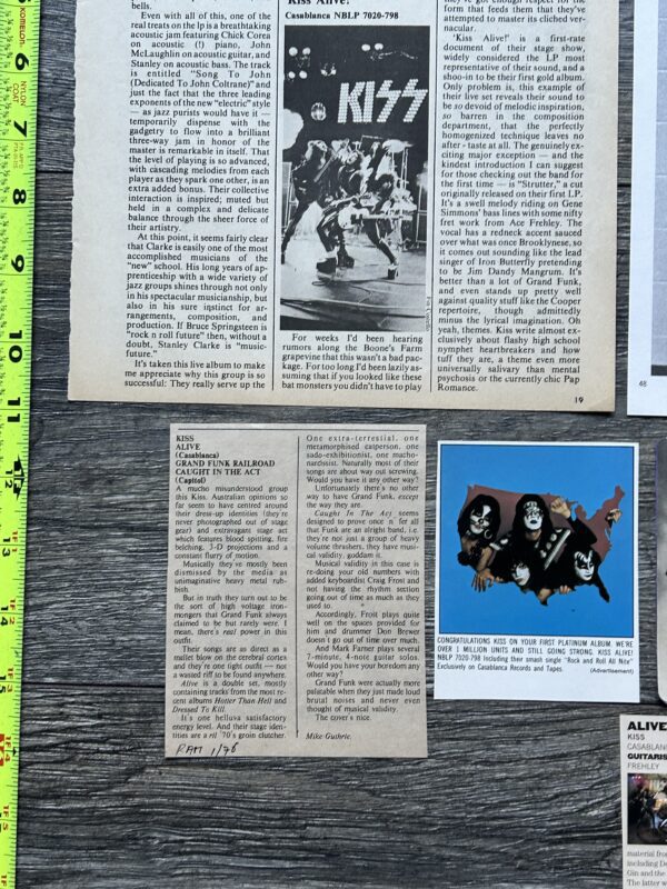 KISS Ad Advert Clippings Kiss Alive Concert Album 13pc Lot Vintage Kiss Aucoin - Image 3