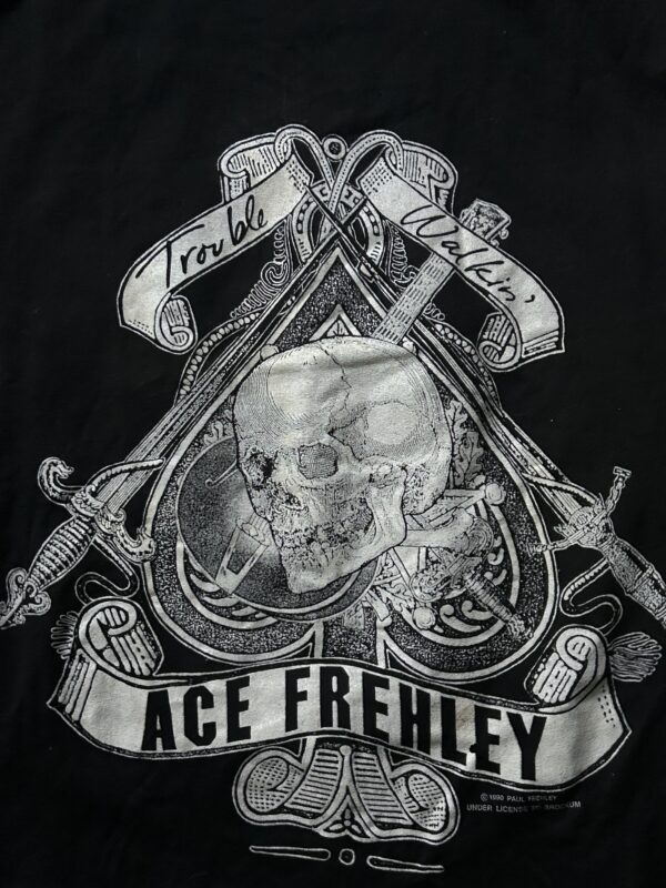 Kiss ACE FREHLEY Vintage T-Shirt STAGE WORN Trouble Walkin Concert Tour 1990 - Image 3