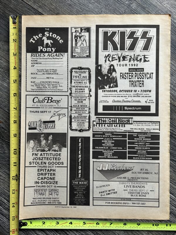 KISS Concert Ad Advert Revenge Tour Spectrum Phildalphia PA 1992 Vintage Kiss - Image 2