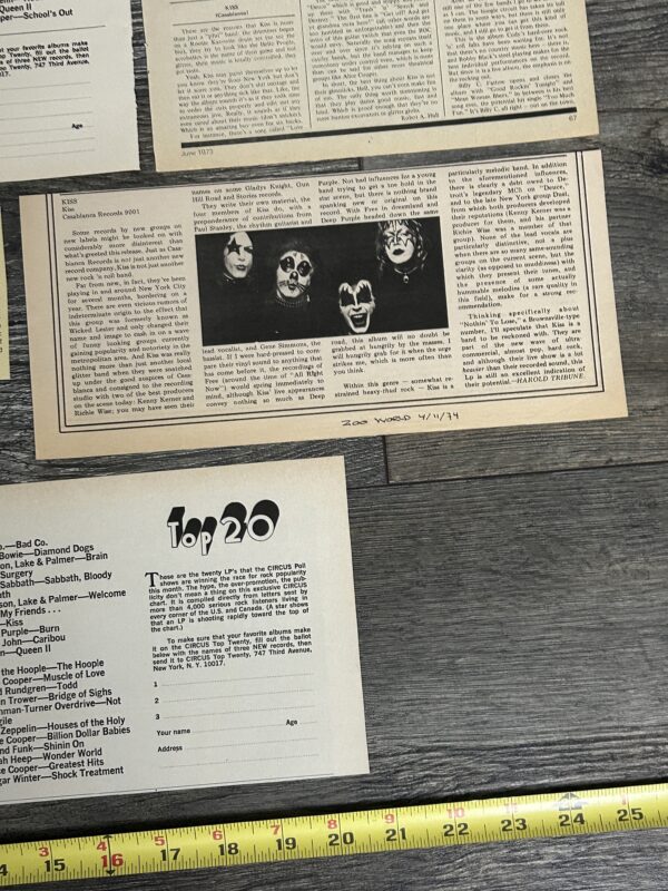 KISS Ad Advert Clippings Debut Album 1974 Vinyl 12pc Lot Vintage Kiss Aucoin - Image 6