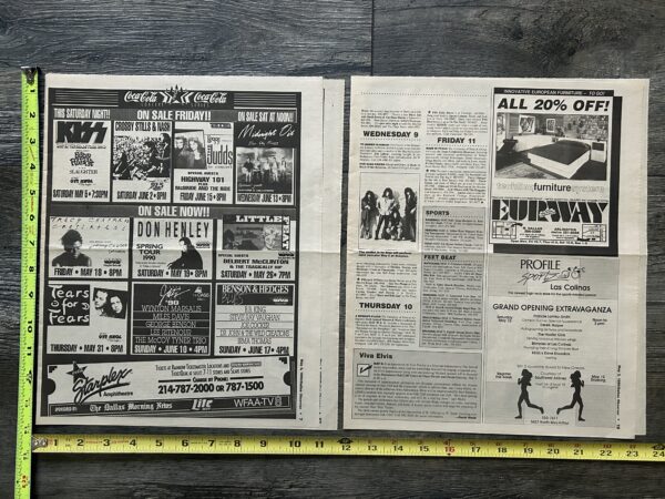 KISS Concert Ad Advert Hot In The Shade Tour 1990 Dallas TX Vintage Kiss 2pc Lot