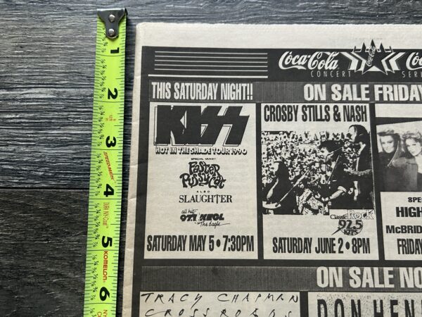 KISS Concert Ad Advert Hot In The Shade Tour 1990 Dallas TX Vintage Kiss 2pc Lot - Image 2