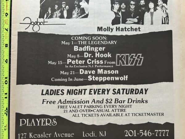 KISS Concert Ad Advert PETER CRISS May 1992 Players Nightclub NJ Vintage Kiss A