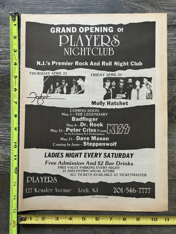 KISS Concert Ad Advert PETER CRISS May 1992 Players Nightclub NJ Vintage Kiss A - Image 2