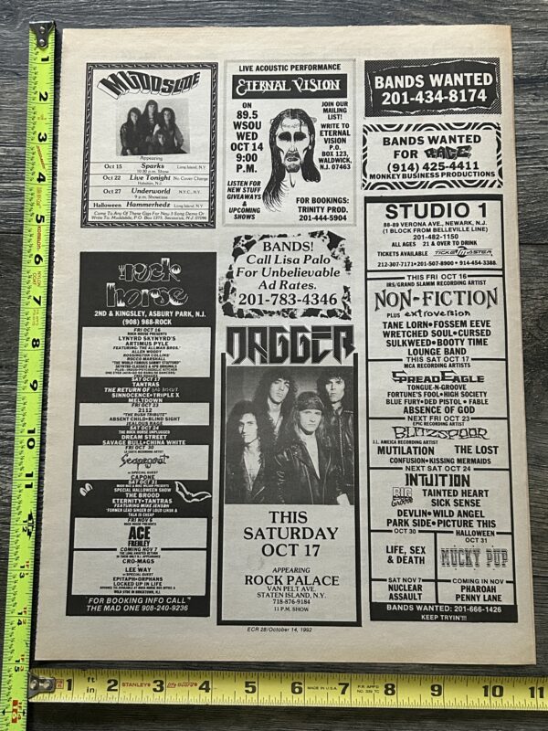 KISS Concert Ad Advert ACE FREHLEY Tour Nov 6 1992 Rock Horse NJ Vintage Kiss B - Image 2